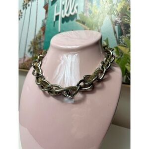 Topshop Gold Silver Distressed Mixed Metals Chunky Double Chain Link Necklace